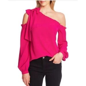 Cece Ruffled Asymmetric Long Sleeve Cold Shoulder Blouse Size XS
